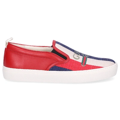 Shop Gucci Sneaker Low 9sp50 Kalbsleder  Webdetails Rot-kombi In Red