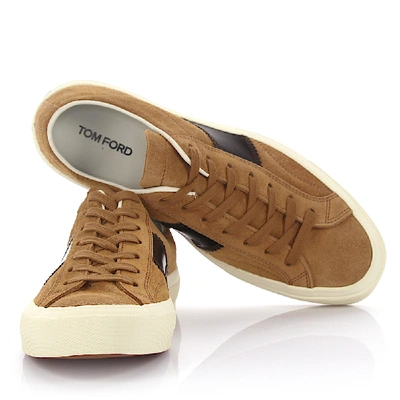Shop Tom Ford Leather Sneakers Cambridge In Beige