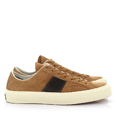 Shop Tom Ford Leather Sneakers Cambridge In Beige