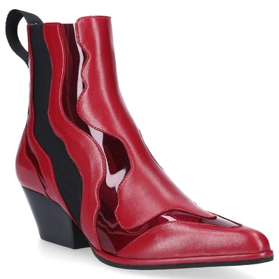 Shop Sergio Rossi Chelsea Boots A82880 Nappa Leather Pvc Stretch Red