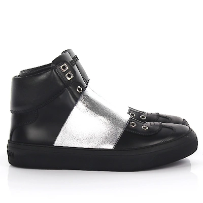 Shop Jimmy Choo High-top Sneakers Hillary Calfskin In Black