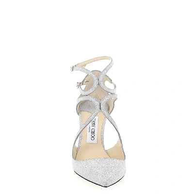 Shop Jimmy Choo Sandals Lancer Glitter Silver