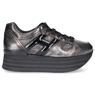 Shop Hogan Sneaker H283 Calfskin Patent Leather Used Black Grey