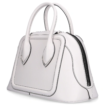 Shop Alexander Mcqueen Handbag Pinter Bag Calfskin In White