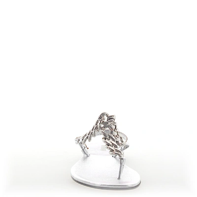 Shop Emanuela Caruso Flip-flops Calfskin Metallic Silver