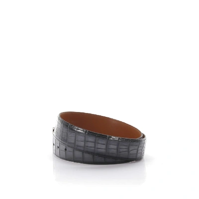 Shop Santoni Men's Belt Alligator Leather In Grey