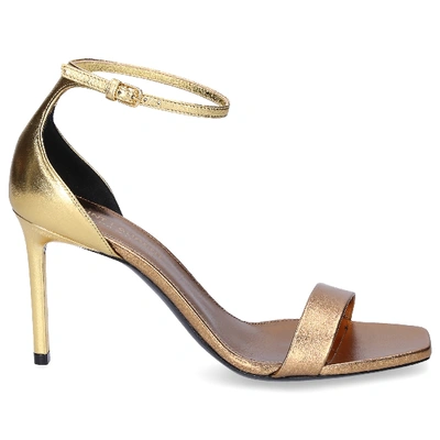 Shop Saint Laurent Strappy Sandals Amber In Gold