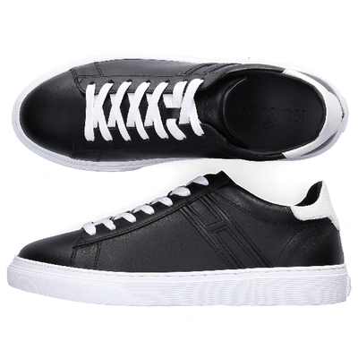 Shop Hogan Leather Sneakers Basso In Black