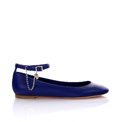 Shop Alexander Mcqueen Ballerinas Ankle Strip Nappa Leather Blue