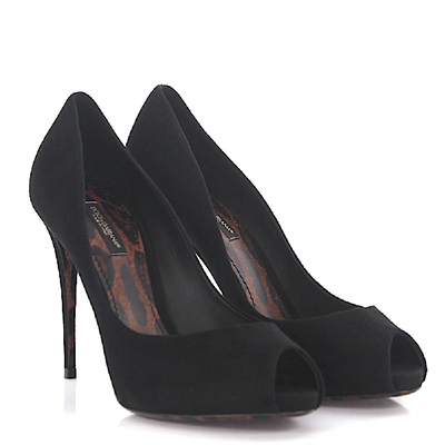 Shop Dolce & Gabbana Heeled Peep Toes Bette R In Black