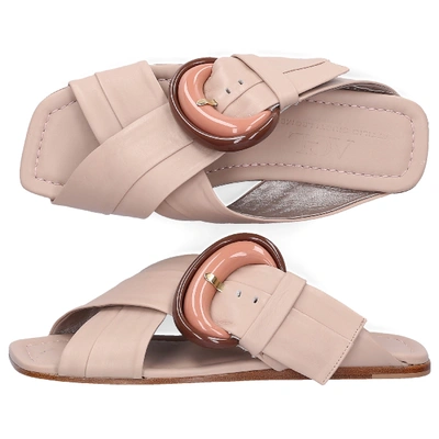 Shop Agl Attilio Giusti Leombruni Sandalen 641026 Smooth Leather Decorative Belt Nude In Beige