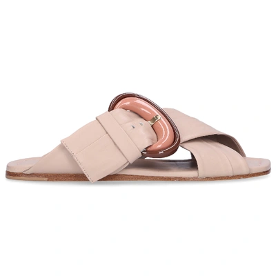 Shop Agl Attilio Giusti Leombruni Sandalen 641026 Smooth Leather Decorative Belt Nude In Beige