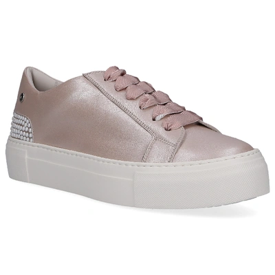 Shop Agl Attilio Giusti Leombruni Women Low-top Sneakers 925011 Calfskin Beads Logo Rose In Pink