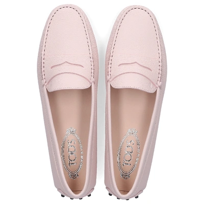 Shop Tod's Loafers 00g000 Calfskin Logo Pale Pink