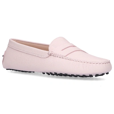Shop Tod's Loafers 00g000 Calfskin Logo Pale Pink
