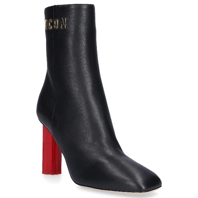 Shop Dsquared2 Ankle Boots Canadiana Calfskin Logo Metallic Black