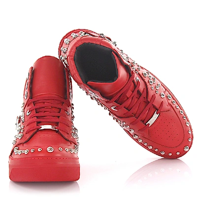 Shop Jimmy Choo High-top Sneakers Ruben  Calfskin In Red