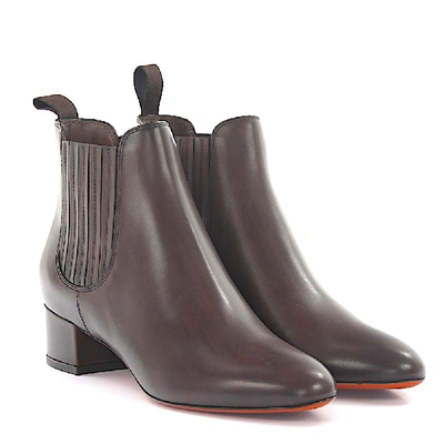 Shop Santoni Ankle Boots Calfskin Smooth Leather Brown