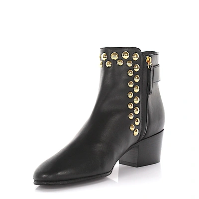 Shop Giuseppe Zanotti Ankle Boots Calfskin Nappa Leather Rivets Black