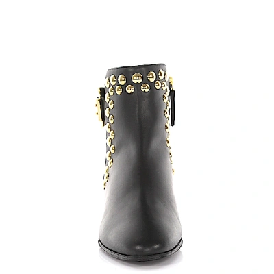 Shop Giuseppe Zanotti Ankle Boots Calfskin Nappa Leather Rivets Black