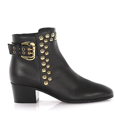 Shop Giuseppe Zanotti Ankle Boots Calfskin Nappa Leather Rivets Black