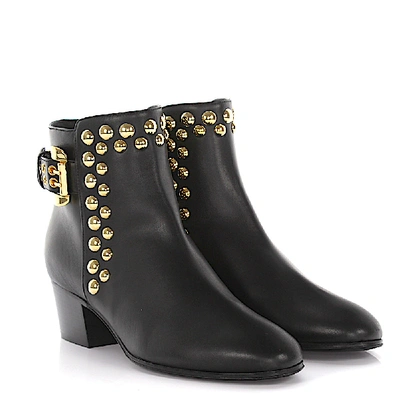 Shop Giuseppe Zanotti Ankle Boots Calfskin Nappa Leather Rivets Black