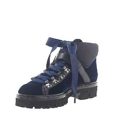 Shop Santoni Ankle Boots 56831 Velvet In Blue