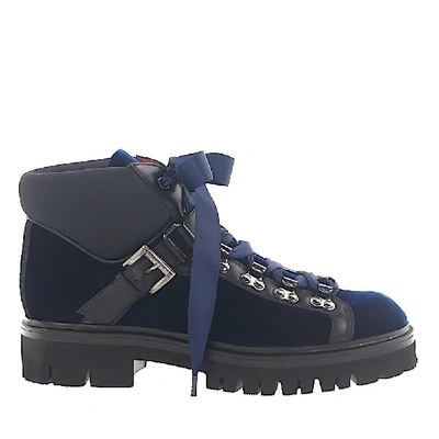 Shop Santoni Ankle Boots 56831 Velvet In Blue