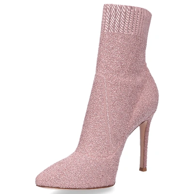 Shop Gianvito Rossi Ankle Boots Fiona Textile In Pink
