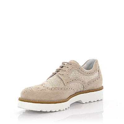 Shop Hogan Lace Up Shoes In Beige