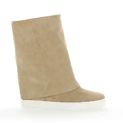 Shop Casadei Ankle Boots Beige Double Face