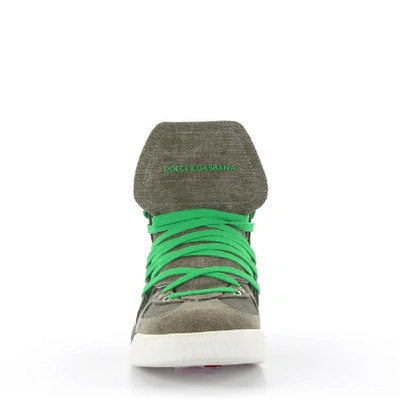 Shop Dolce & Gabbana High-top Sneakers Canvas Brown Green