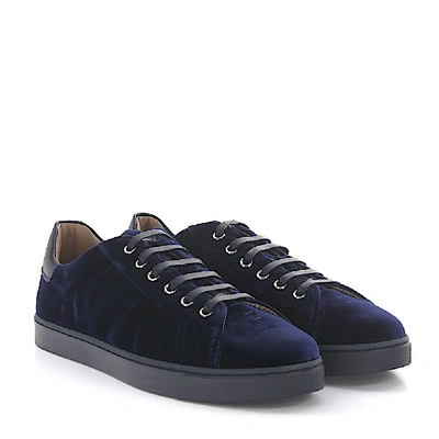 Shop Gianvito Rossi Low-top Sneakers Loft Velvet In Blue