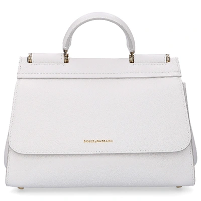 Shop Dolce & Gabbana Women Handbag Sicily 58 Soft Small Calfskin Logo White