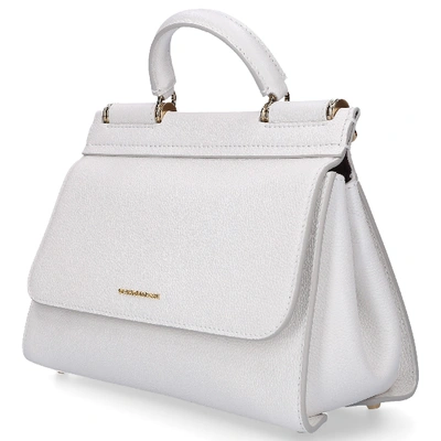 Shop Dolce & Gabbana Women Handbag Sicily 58 Soft Small Calfskin Logo White