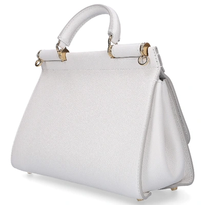 Shop Dolce & Gabbana Women Handbag Sicily 58 Soft Small Calfskin Logo White