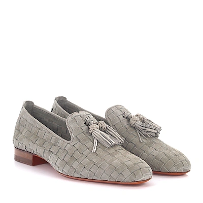 Shop Santoni Slip On Shoes In Grey