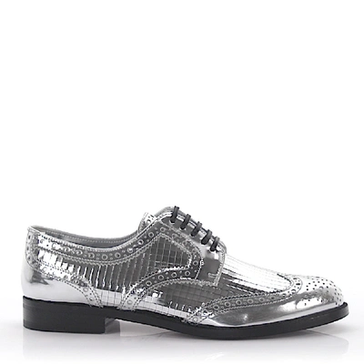 Shop Dolce & Gabbana Lace Up Shoes In Silver