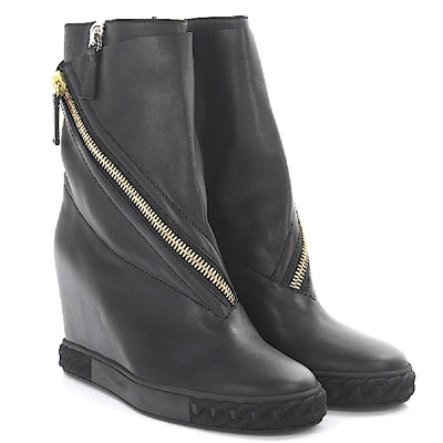 Shop Casadei Women  Wedge Boots Leather Black
