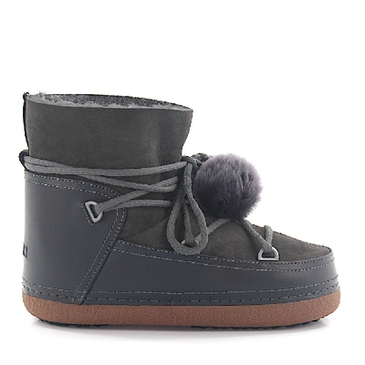 Shop Inuikii Ankle Boots Grey Classic Pompom