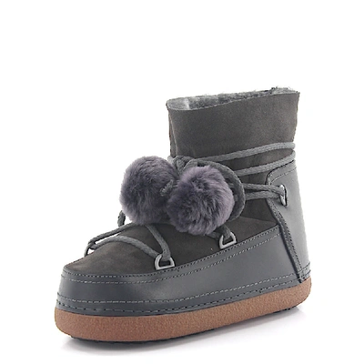 Shop Inuikii Ankle Boots Grey Classic Pompom