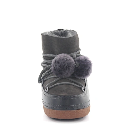 Shop Inuikii Ankle Boots Grey Classic Pompom