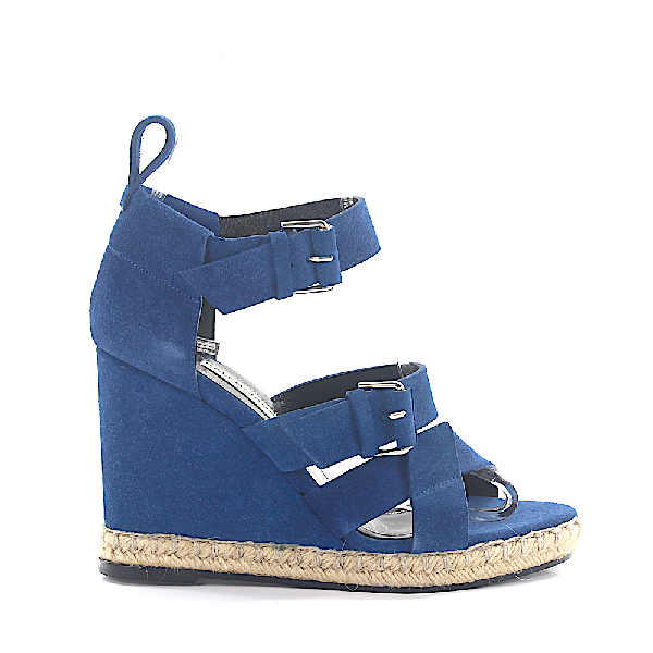blue suede wedges