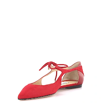 Shop Jimmy Choo Ankle Strap Ballet Flats In Red