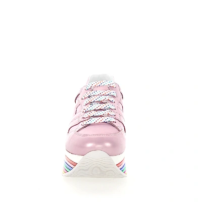 Shop Hogan Low-top Sneakers H352 Calfskin Logo Metallic Rose In Pink