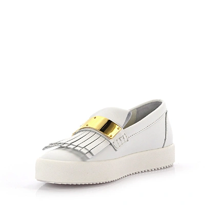 Shop Giuseppe Zanotti Slip-on Sneaker Naomi Leather White Gold
