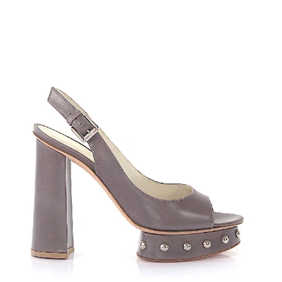 Shop Gianvito Rossi Slingback Pumps Ge3093 Calfskin In Grey