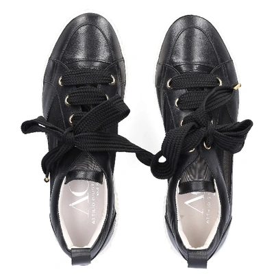 Shop Agl Attilio Giusti Leombruni Low-top Sneakers D925159 Calfskin Mesh Black