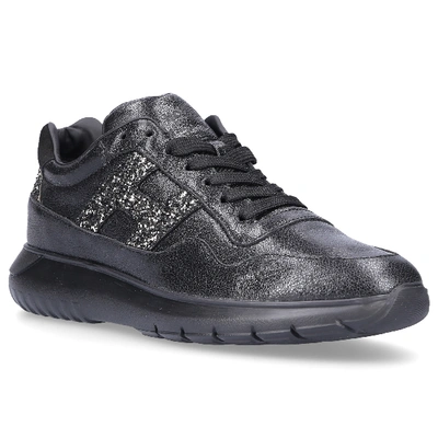 Shop Hogan Low-top Sneakers H371 Glitter Logo Black