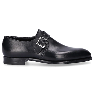 Shop Crockett & Jones Monk Shoes Savile Calfskin Black